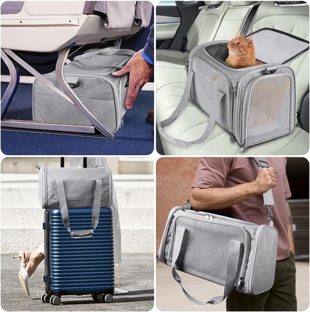 Thumbnail 6 de vsshe faltbare Hundebox für Auto und Flugzeug – Transportbox für kleine Katzen, Kaninchen und Welpen (bis 15 Pfund, grau)