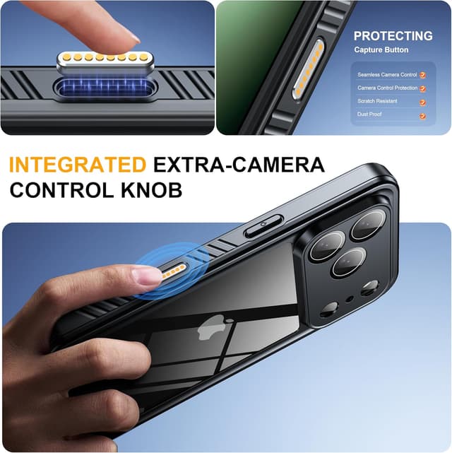 Detalle 2 de ANTSHARE iPhone 17 Pro Rugged Case (IP68) with Built-in Screen Protector, 12 FT Drop Rating, Pink/Clear