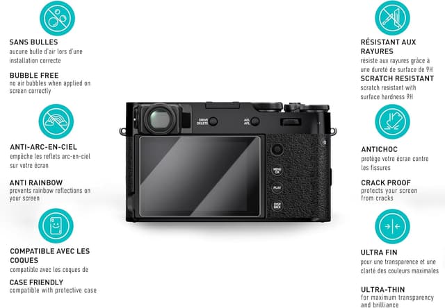 Detalle de smartect Verre Trempé 3 pièces Clear pour écrans Fujifilm X100VI / X100V / X-T4 / X-E4