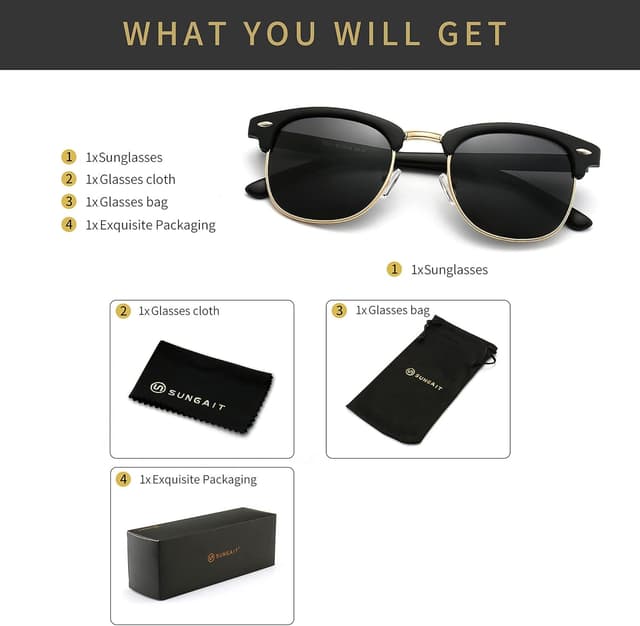 Thumbnail 5 de SUNGAIT Retro Round Lunettes Polarisées 47x51mm