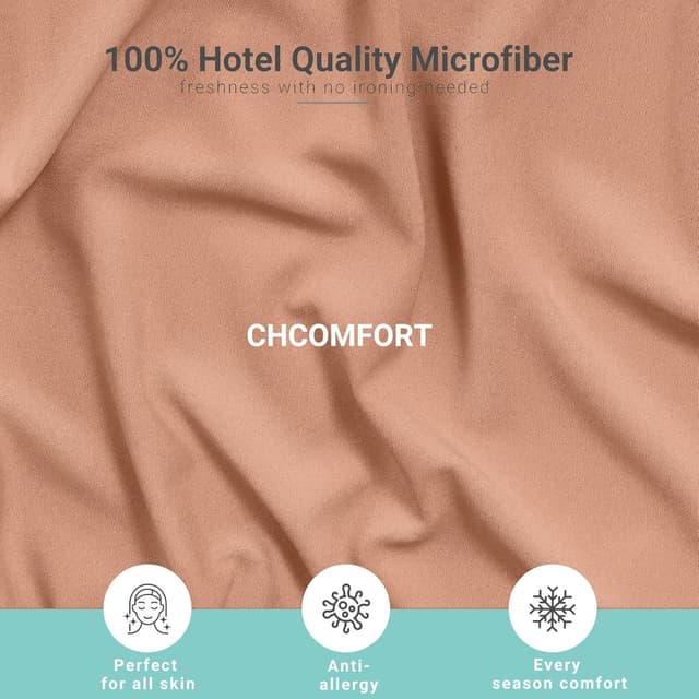 Detalle de CHCOMFORT CHComfort Pillow Cases 4 Pack (50 x 75 cm) – Ultra Soft Brushed Microfibre Covers in Brick Brown