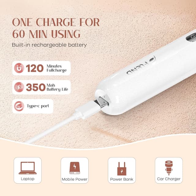 Thumbnail 6 de Facial Hair Remover for Women (2-in-1 Epilator + Face Shaver) with LED Light, USB Rechargeable – White