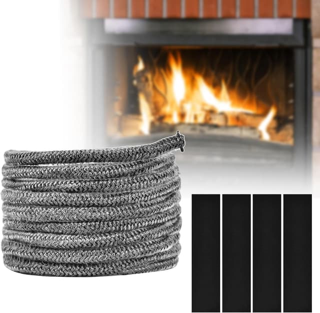 Detalle de Flintronic guarnizione per porta stufa in fibra di corda ignifuga (Φ6 mm x 3 m)