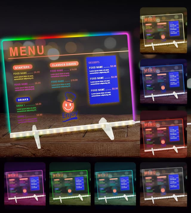 Detalle de LED Note Board with 10 Light Modes (30 x 20cm) – Glowing Doodle & Memo Board for Kids