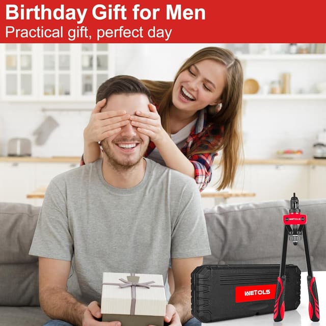 Thumbnail 6 de WETOLS Rivet Nut Tool Kit (14-Inch) with 7 Metric & SAE Mandrels, 70-Piece Rivnut Assortment