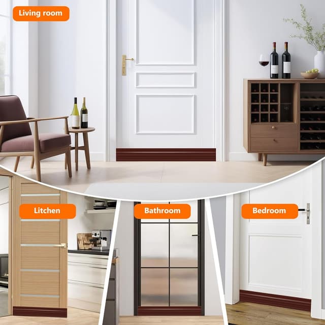 Thumbnail 6 de Vinabo Paraspifferi Porta in TPE marrone 100 x 5 cm: isolante contro freddo, rumore e polvere