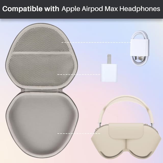 Thumbnail 2 de Lebakort Hart Tasche Hülle Etui für Apple AirPods Max (Erdbraun) – Schutz-Case mit Stauraum