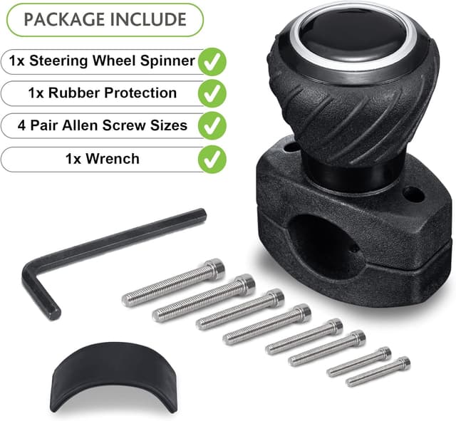 Thumbnail 6 de Spurtar Steering Wheel Knob – Universal steering wheel spinner for cars, trucks, forklifts, tractors, boats & golf carts (Black)