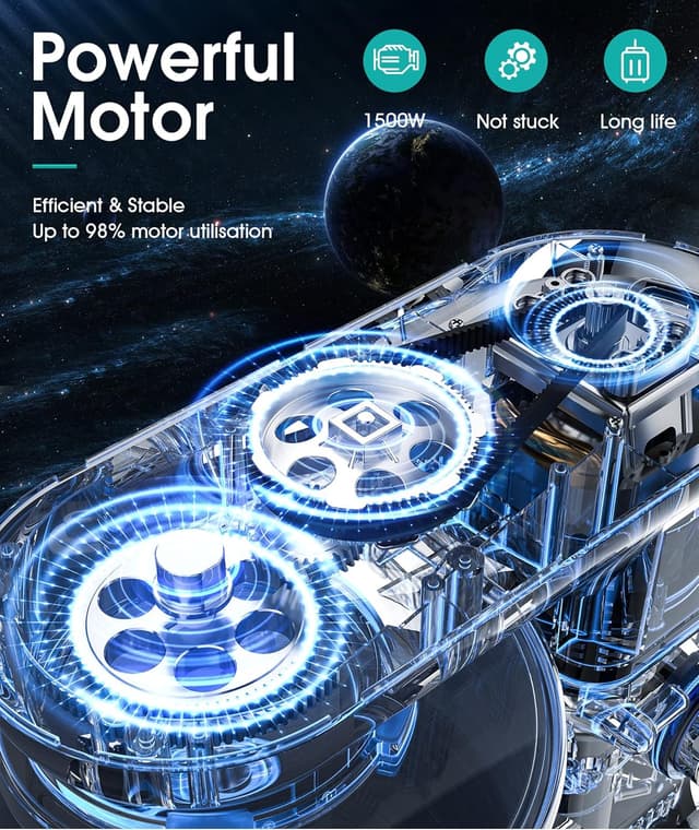 Detalle 2 de Robot pâtissier Facelle 1500 W 6,2 L (crochet, batteur, fouet) avec protection anti-éclaboussures