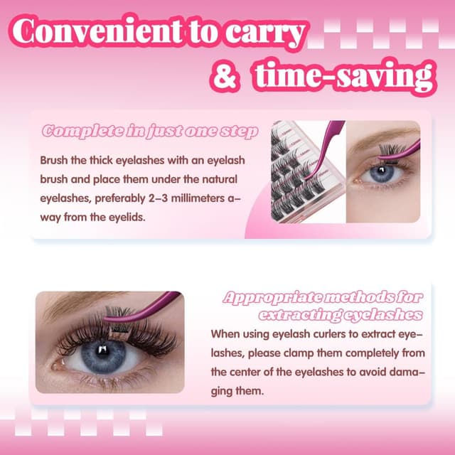 Detalle de FADVAN Faux Cils Autoadhésifs Naturel D Curl – Extensions en clusters 0,07 mm (8 à 16 mm), sans colle