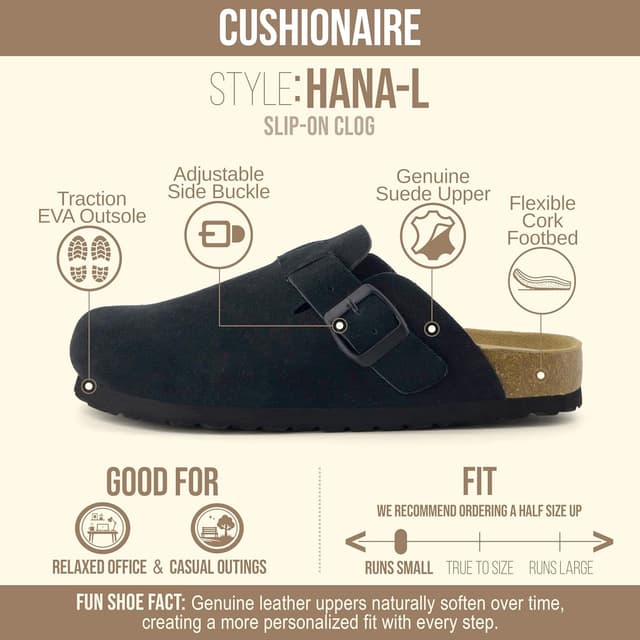 Detalle 2 de CUSHIONAIRE Hana suede clog slip-on women's shoes