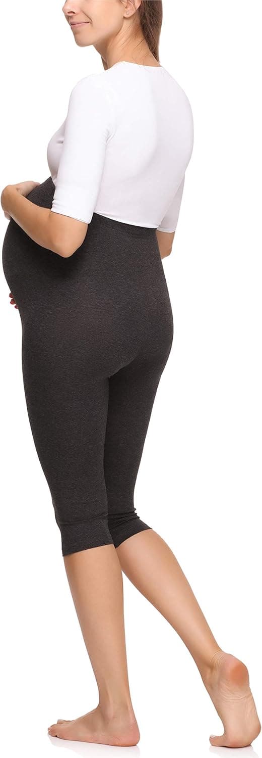 Detalle de Merry Style Leggings premaman 3/4 da donna con cintura alta MS10-298