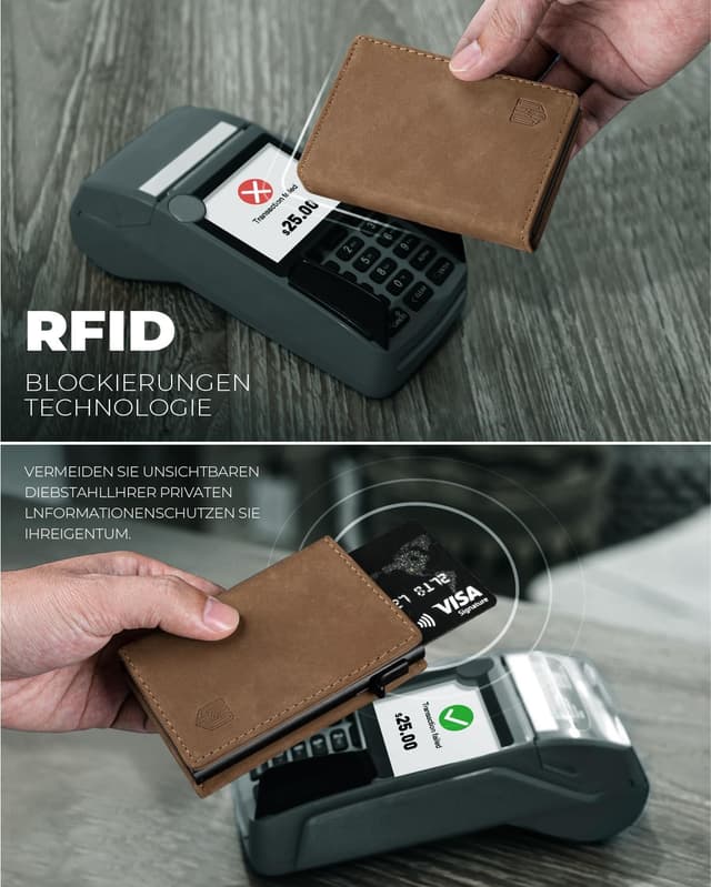 Thumbnail 6 de DODENSHA MagSnap Portmonee Herren Slim-Wallet mit Münzfach, RFID-Schutz und Magnetverschluss (Vintage Braun) – für 10+ Karten