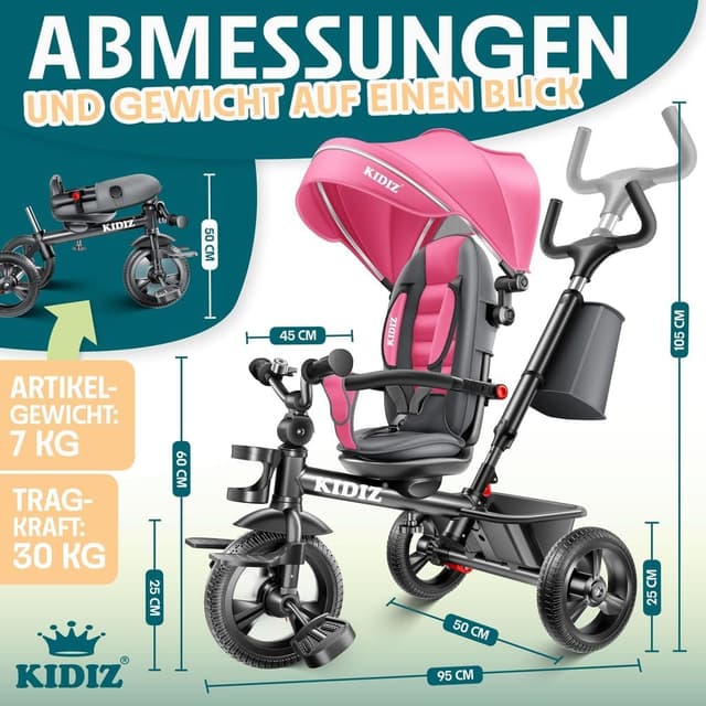 Thumbnail 6 de KIDIZ Dreirad 6in1 Kinderdreirad ab 9 Monaten