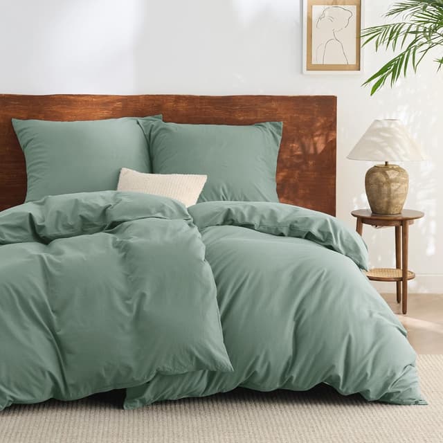 Thumbnail 6 de BEDSURE Bettwäsche 135x200 aus Baumwolle, 4-teilig (Salbeigrün) mit Reißverschluss