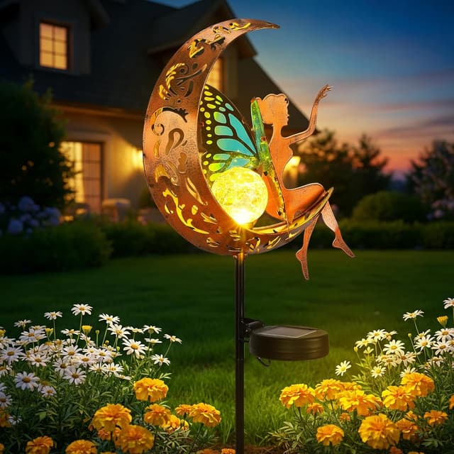 Detalle de ZKLiLi Outdoor Solar Fairy Garden Light – wasserdichte hängende Laterne für Terrasse, Wege & Garten
