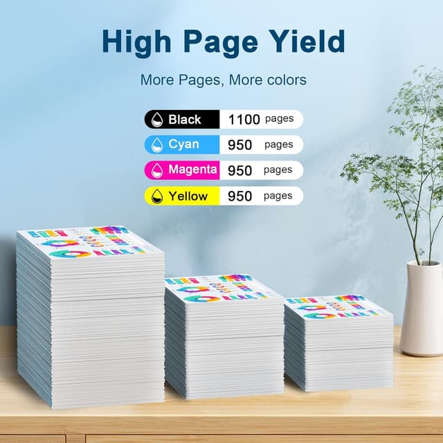 Detalle de Pack de cartouches Jagute 34XL compatibles Epson 34/34XL pour Workforce Pro WF-3725DWF et WF-3720DWF (2 Noir, 1 Cyan, 1 Magenta, 1 Jaune)