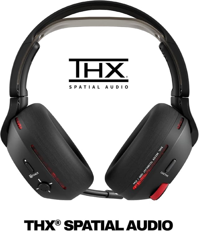 Detalle 2 de Skullcandy Crusher PLYR 720 Wireless Gaming-Headset (THX Spatial Audio, kabellose 25 ms, abnehmbares Mikrofon) – Digi-Black