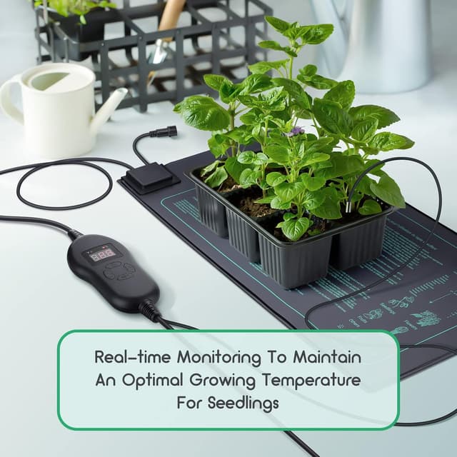 Detalle de Luxbird Tapis chauffant pour plantes avec thermostat et contrôleur (2 tapis, IP67, 30 W)