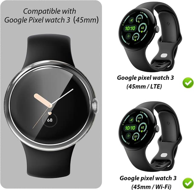 Thumbnail 6 de Sichy Case with Screen Protector for Google Pixel Watch 3 (45mm) – Clear full-coverage PC cover