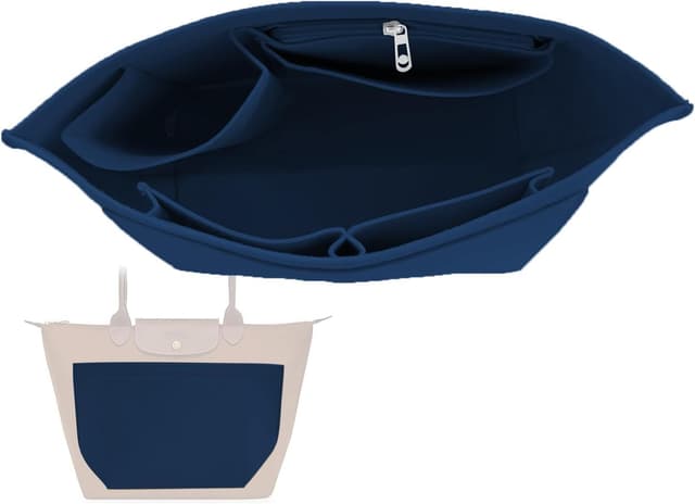 Detalle de HYEPNED Bag Wallet Insert Organizer (Multi-Pocket Felt) for Longchamp totes, BLUE (L)