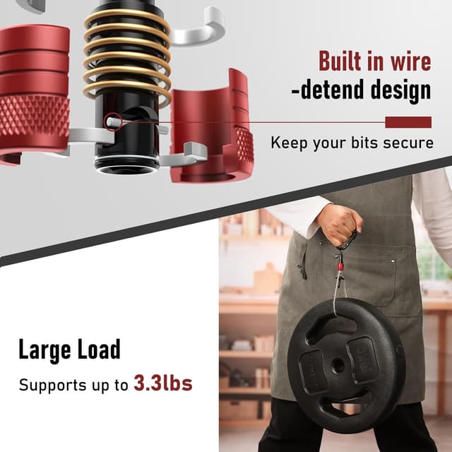 Detalle de 6pc Drill Bit Holder Keychain Set for 1/4" Hex Bits with Quick Release Carabiner