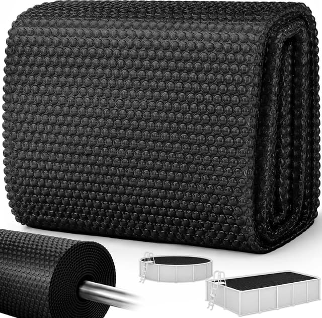 Detalle de Bâche à bulles pour piscine tillvex, protection solaire 120 µm (noir) — version ronde 244 cm