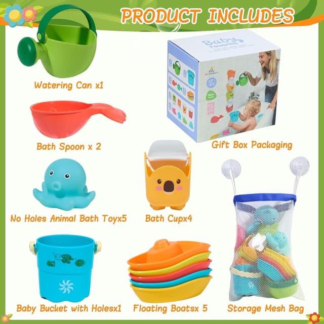 Detalle de GINNO Baby bath toys, 17-piece set