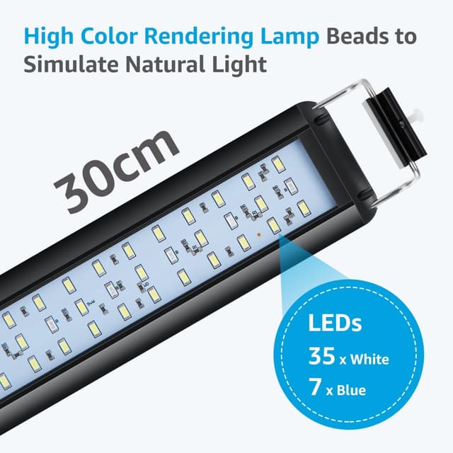 Detalle 2 de Nobleza Luce per Acquario con Timer e 3 Colori, 10 Livelli Luminosità, 8W (per acquari 30-50 cm)