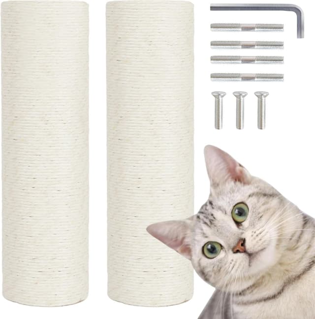 Detalle de Pinkgarden Thick Natural Sisal Cat Scratching Post Refill (2 Pack) – 15.7in Length, 4.5in Thick