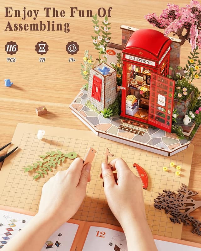 Detalle de ROBOTIME Puzzle 3D en bois adulte Sakura « Blossom Book Booth »