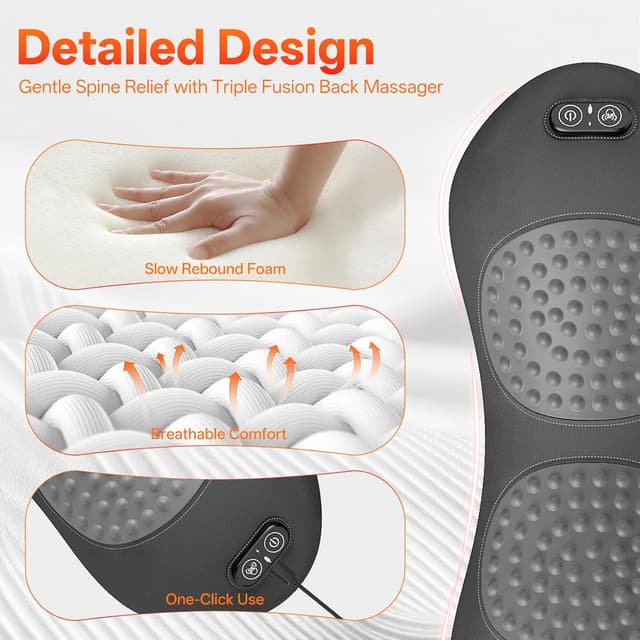 Detalle de SUDAHIA 3-in-1 Electric Lumbar Support Pillow with Heated Vibration & Traction (Gray)