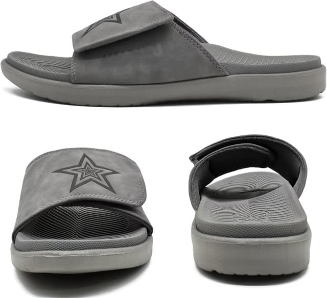 Detalle de KuaiLu men’s soft cushion slide sandals with plantar fasciitis arch support