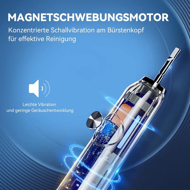 Detalle de JTF elektrische Schallzahnbürste mit 6 Bürstenköpfen, 40.000 VPM, 5 Modi und Reiseetui (Schwarz)