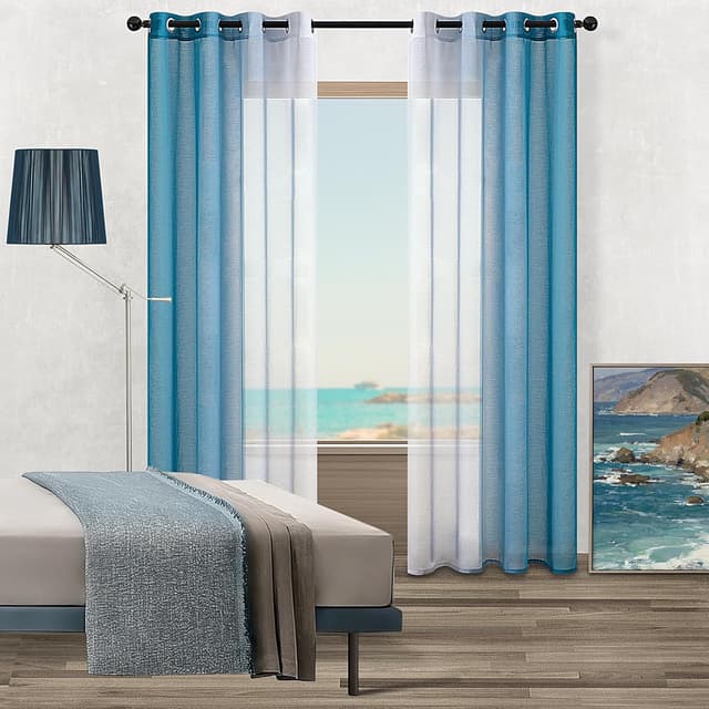 Thumbnail 6 de Topfinel Cortinas de Cocina Visillos Azules 🌿 140x160cm