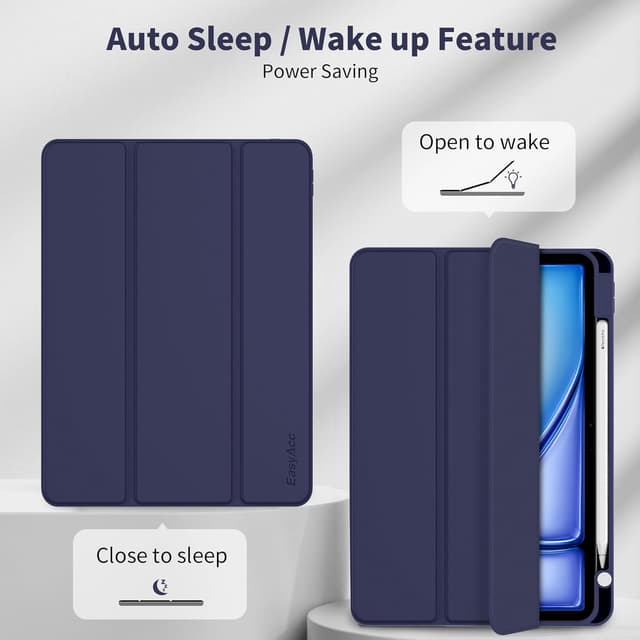 Detalle de EasyAcc Hülle für iPad Air 11 Zoll (M4/M3/M2, 2026–2024) & iPad Air 4/5 mit Stifthalter – blaue Schutzhülle aus TPU