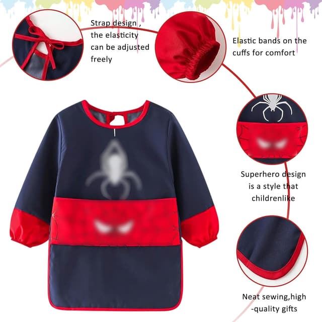 Detalle de Grembiule da pittura per bambini 3-7 anni impermeabile con maniche lunghe e regolabile