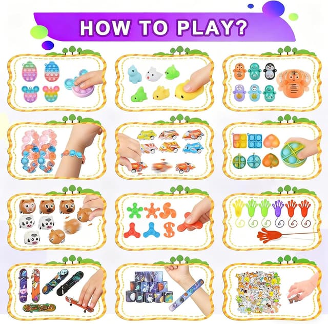 Detalle de OdiuK 117pcs Pop Fidget Toys Set for Party Favours, Classroom Rewards & Stress Relief