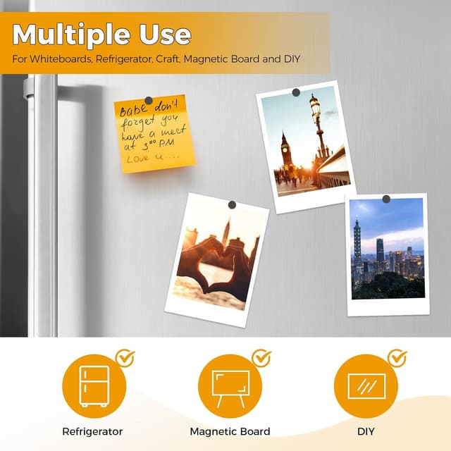 Detalle de Wukong lot de 100 aimants en néodyme noirs 5 x 3 mm pour frigo, tableaux blancs et projets de bricolage