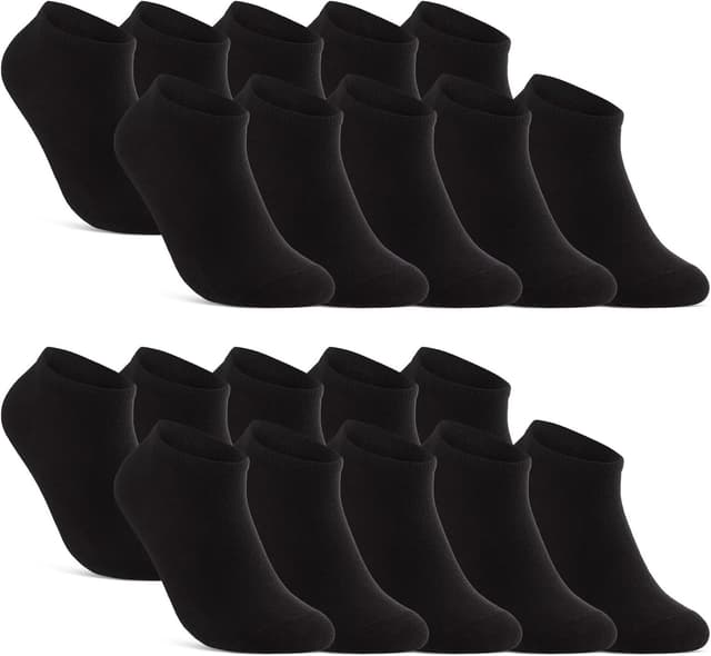 Detalle de 10 | 20 | 30 Paar Sneaker Socken für Herren & Damen – Schwarz, Weiß, Grau aus Baumwolle
