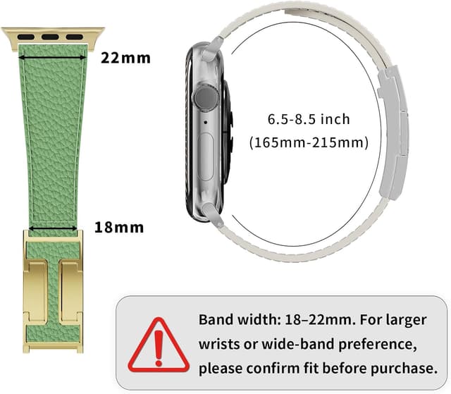 Detalle de Leather Watch Band with Magnetic Buckle for Apple Watch Ultra & Series (49mm–38mm) – Natural Cowhide Strap