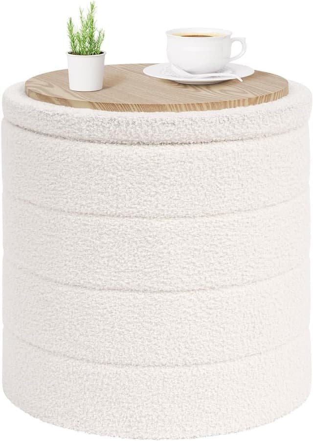 Imagen de PINPLUS Round Storage Ottoman with Tray 1️⃣ en OfertitasTOP