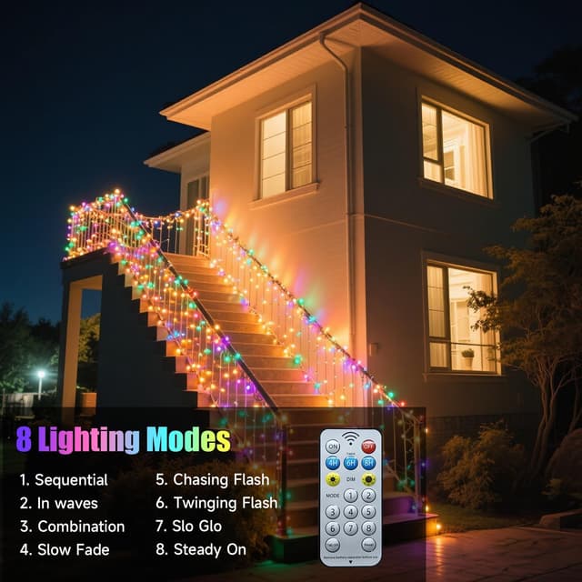 Detalle 1 de Electight Battery Fairy Lights (USB Rechargeable) – 20m, 200 LED Twinkle String Lights with Remote, 8 Modes & Timer, IP44 Waterproof
