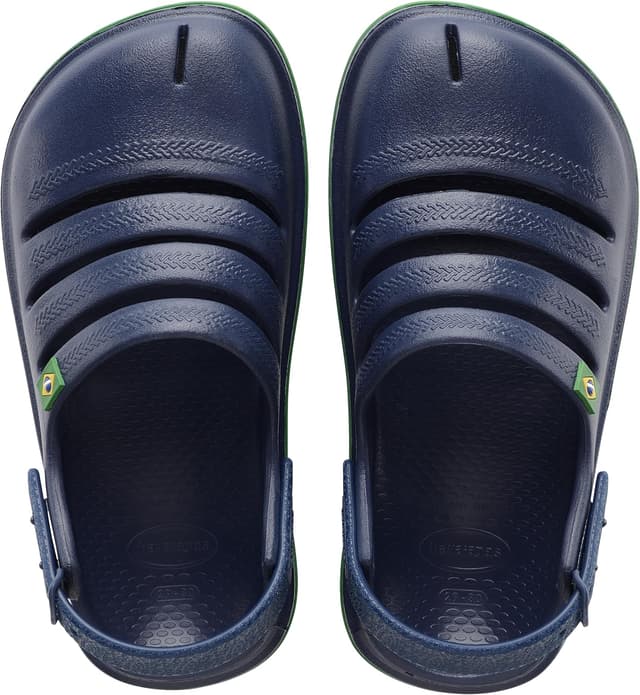 Detalle de Havaianas Kids Clog Brasil in blu navy: zoccoli unisex per bambini e ragazzi