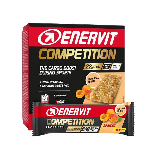 Detalle de Enervit Competition Bar Aprikose – Energieriegel mit Aprikosenstücken, 12 Riegel (22 g Kohlenhydrate) für intensive Einheiten