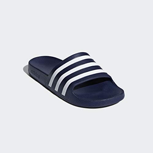 Detalle de adidas Adilette Aqua Slides unisex de secado rápido (Dark Blue/Cloud White), talla 40.5