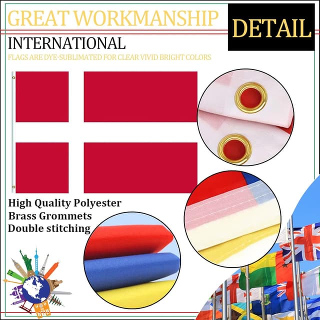 Detalle de Dänemark Flagge 90x150 cm für Deko