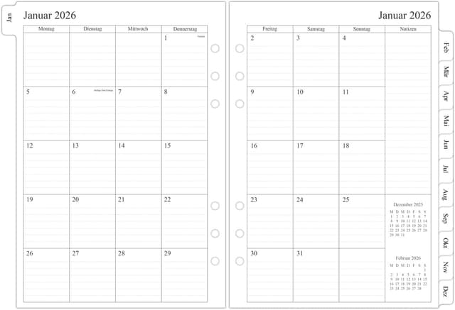Detalle de A5 Wochenplaner Einlage 2026 mit Tabs