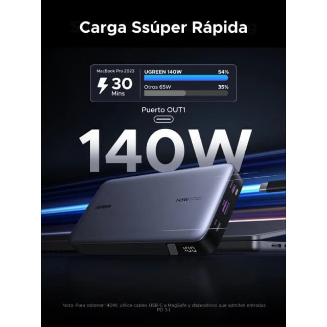 Detalle 2 de ugreen Nexode 25000mAh 145W power bank portátil