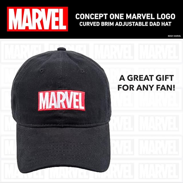Detalle 2 de Marvel Logo Cotton Adjustable Dad Hat, Black (One Size)